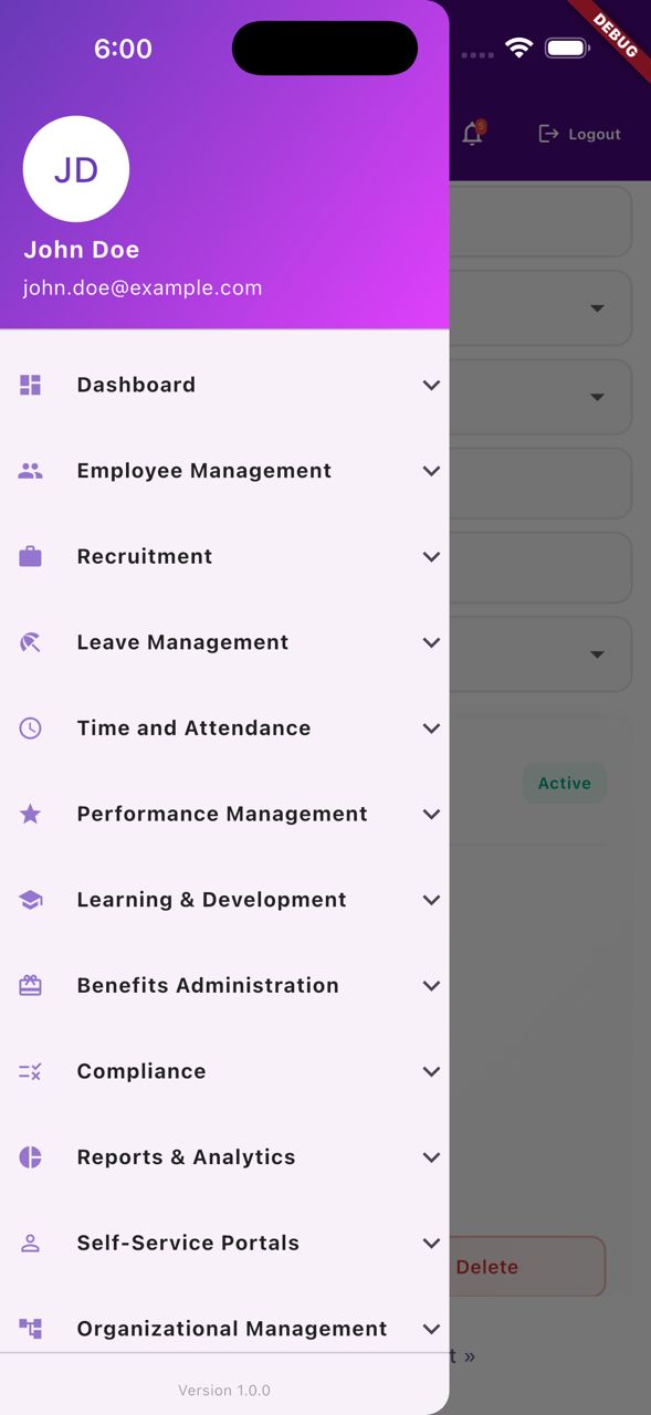 HRMS module map — six functional buckets across the hire-to-retire employee lifecycle: foundation, hire-to-joining, daily operations, pay and money, talent, and exit and reporting