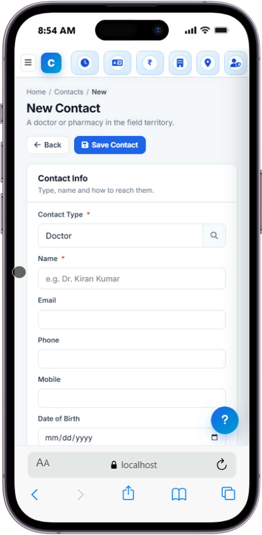ePharma CRM mobile doctor and pharmacy list