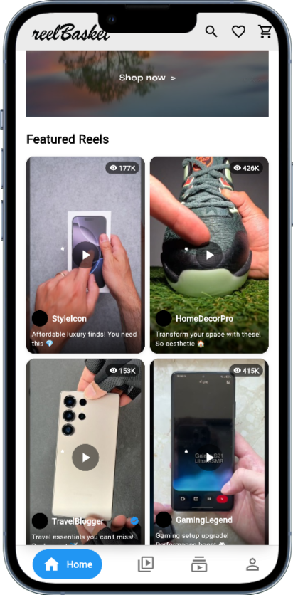 Social commerce shopper home screen built with Flutter